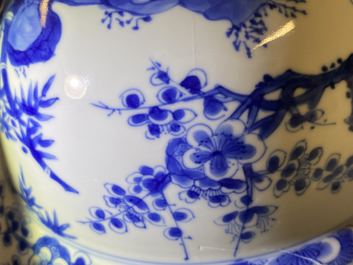 A Chinese blue and white 'Three friends of winter' bowl, Kangxi mark and of the period